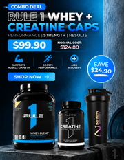 Rule 1 Whey 2lb + Creatine Caps 30 Serves + Free Shaker